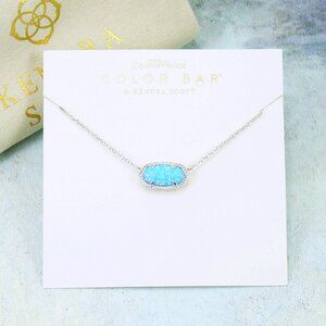 Kendra Scott Elisa Light Blue Kyocera Opal Necklace Silver Tone